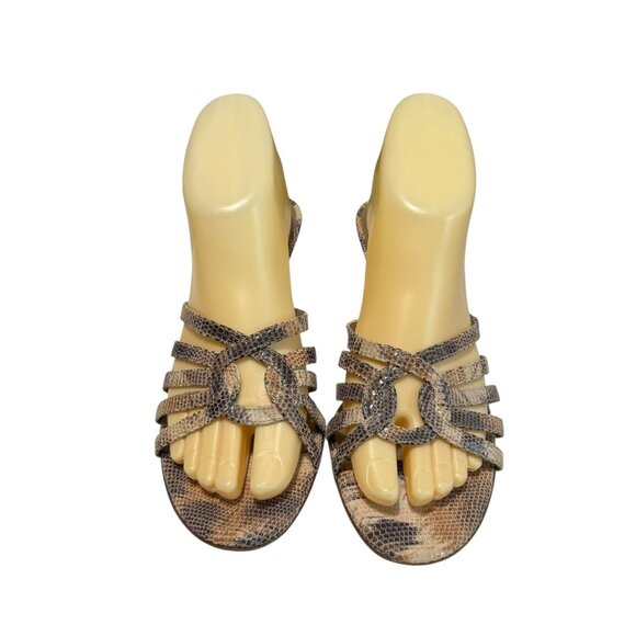 Vaneli Leather Snake Print Kitten Heel Strappy Sandals - Picture 4 of 12